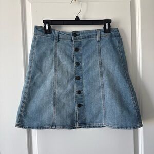 Classic Light Blue Denim Button-Front Skirt